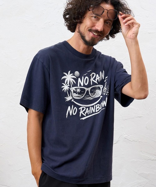 No Rain No Rainbow(ノーレインノーレインボー)の「mt10672- surf graphic print fade T-shirt サーフデザインプリントTシャツ(NR26W-27)(Tシャツ/カットソー・メンズ・ブラック/グレー/ネイビー・L/M/S/XL)」の5枚目の写真