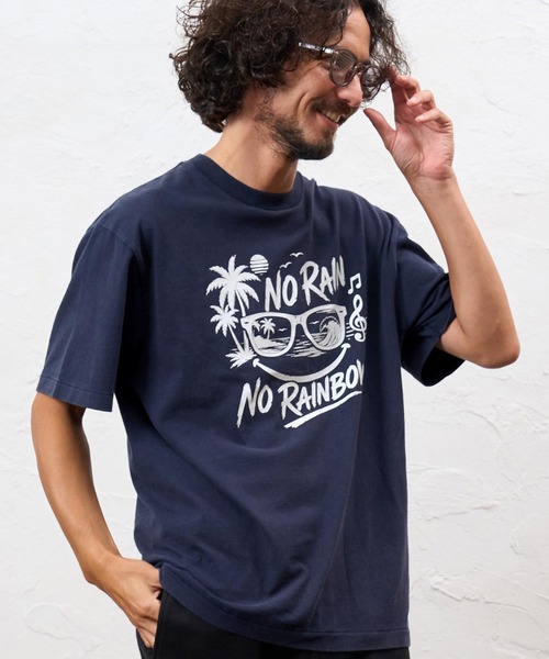 No Rain No Rainbow(ノーレインノーレインボー)の「mt10672- surf graphic print fade T-shirt サーフデザインプリントTシャツ(NR26W-27)(Tシャツ/カットソー・メンズ・ブラック/グレー/ネイビー・L/M/S/XL)」の6枚目の写真