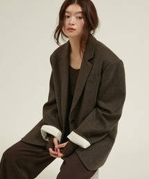 LA PEAU DE GEM | ウールキルティングジャケットコート ツイード 中綿入り / 【 LA PEAU DE GEM 】 quilting jacket coat(チェスターコート)