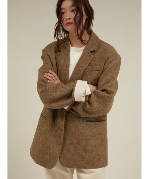 LA PEAU DE GEM(ラポドゥジェム)の「ウールキルティングジャケットコート ツイード 中綿入り / 【 LA PEAU DE GEM 】 quilting jacket coat(チェスターコート・レディース・ブラウン/ベージュ/ブラック・SMALL/MEDIUM)」の4枚目の写真