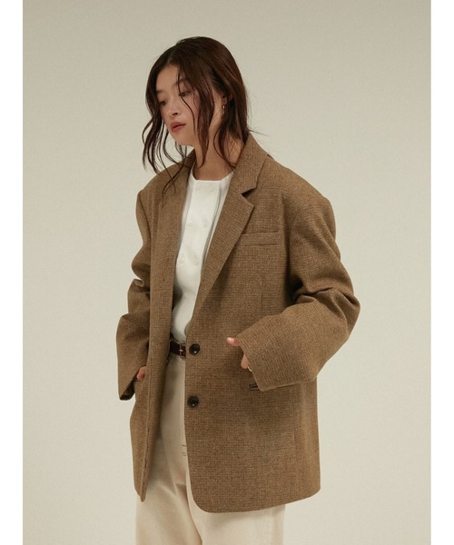 LA PEAU DE GEM(ラポドゥジェム)の「ウールキルティングジャケットコート ツイード 中綿入り / 【 LA PEAU DE GEM 】 quilting jacket coat(チェスターコート・レディース・ブラウン/ベージュ/ブラック・SMALL/MEDIUM)」の5枚目の写真