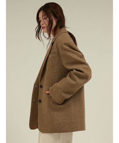 LA PEAU DE GEM(ラポドゥジェム)の「ウールキルティングジャケットコート ツイード 中綿入り / 【 LA PEAU DE GEM 】 quilting jacket coat(チェスターコート・レディース・ブラウン/ベージュ/ブラック・SMALL/MEDIUM)」の7枚目の写真
