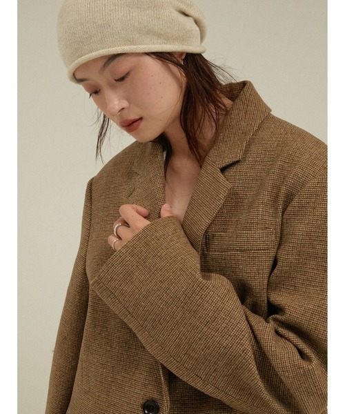 LA PEAU DE GEM(ラポドゥジェム)の「ウールキルティングジャケットコート ツイード 中綿入り / 【 LA PEAU DE GEM 】 quilting jacket coat(チェスターコート・レディース・ブラウン/ベージュ/ブラック・SMALL/MEDIUM)」の9枚目の写真
