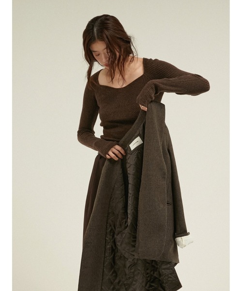 LA PEAU DE GEM(ラポドゥジェム)の「ウールキルティングジャケットコート ツイード 中綿入り / 【 LA PEAU DE GEM 】 quilting jacket coat(チェスターコート・レディース・ブラウン/ベージュ/ブラック・SMALL/MEDIUM)」の17枚目の写真
