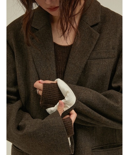 LA PEAU DE GEM(ラポドゥジェム)の「ウールキルティングジャケットコート ツイード 中綿入り / 【 LA PEAU DE GEM 】 quilting jacket coat(チェスターコート・レディース・ブラウン/ベージュ/ブラック・SMALL/MEDIUM)」の16枚目の写真