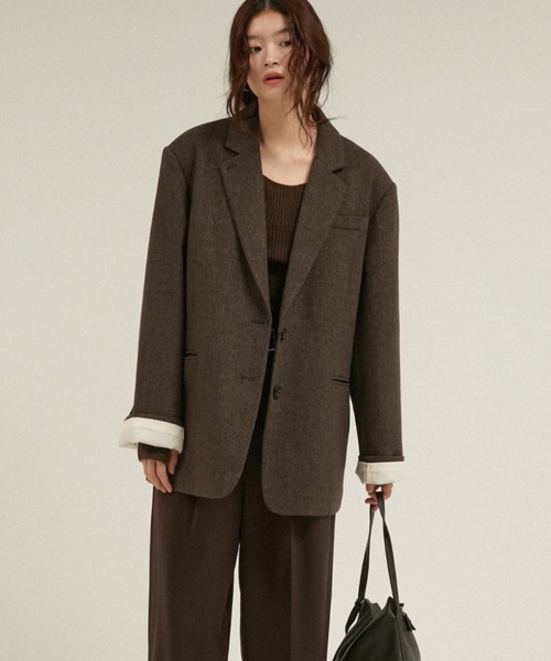 LA PEAU DE GEM(ラポドゥジェム)の「ウールキルティングジャケットコート ツイード 中綿入り / 【 LA PEAU DE GEM 】 quilting jacket coat(チェスターコート・レディース・ブラウン/ベージュ/ブラック・SMALL/MEDIUM)」の20枚目の写真