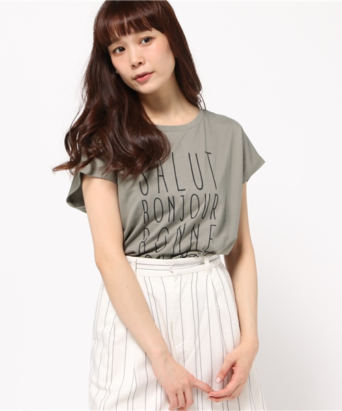 NATURAL BEAUTY BASIC（ナチュラルビューティーベーシック）の「フレンチロゴTシャツ（Tシャツ/カットソー・レディース・ホワイト系その他/ネイビー/カーキ・MEDIUM）」の11枚目の写真