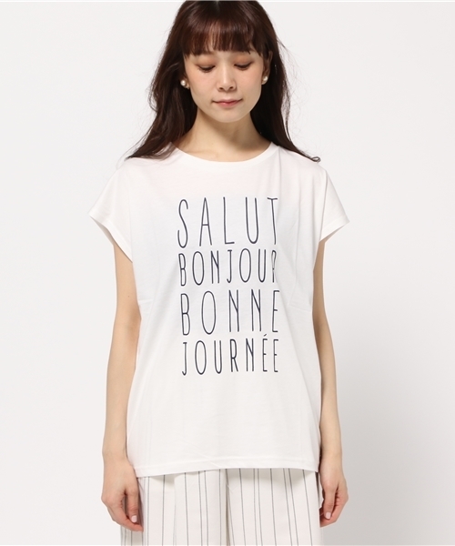 NATURAL BEAUTY BASIC（ナチュラルビューティーベーシック）の「フレンチロゴTシャツ（Tシャツ/カットソー・レディース・ホワイト系その他/ネイビー/カーキ・MEDIUM）」の4枚目の写真