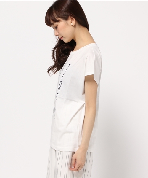 NATURAL BEAUTY BASIC（ナチュラルビューティーベーシック）の「フレンチロゴTシャツ（Tシャツ/カットソー・レディース・ホワイト系その他/ネイビー/カーキ・MEDIUM）」の5枚目の写真