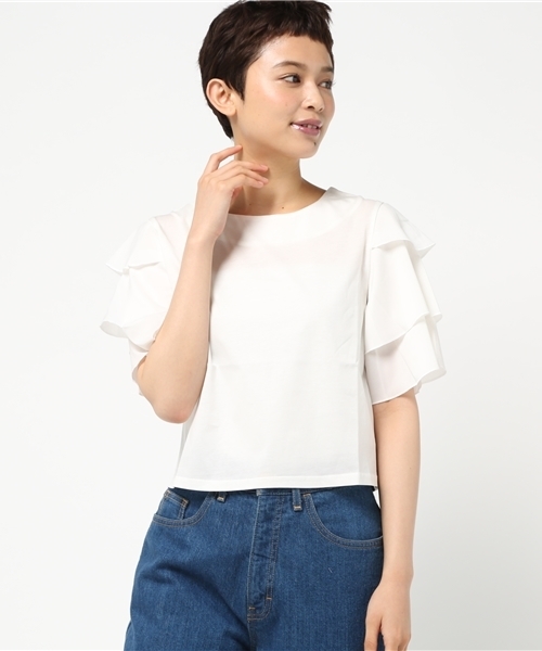 LBC(エルビーシー)の「シルケット天竺袖ティアードプルオーバー (Tシャツ/カットソー・レディース・オフホワイト/アッシュグレー/ブラック・MEDIUM)」の12枚目の写真