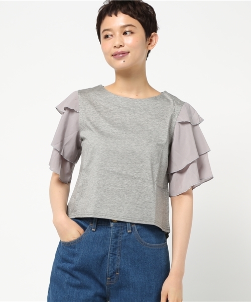 LBC(エルビーシー)の「シルケット天竺袖ティアードプルオーバー (Tシャツ/カットソー・レディース・オフホワイト/アッシュグレー/ブラック・MEDIUM)」の14枚目の写真