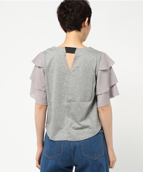 LBC(エルビーシー)の「シルケット天竺袖ティアードプルオーバー (Tシャツ/カットソー・レディース・オフホワイト/アッシュグレー/ブラック・MEDIUM)」の6枚目の写真