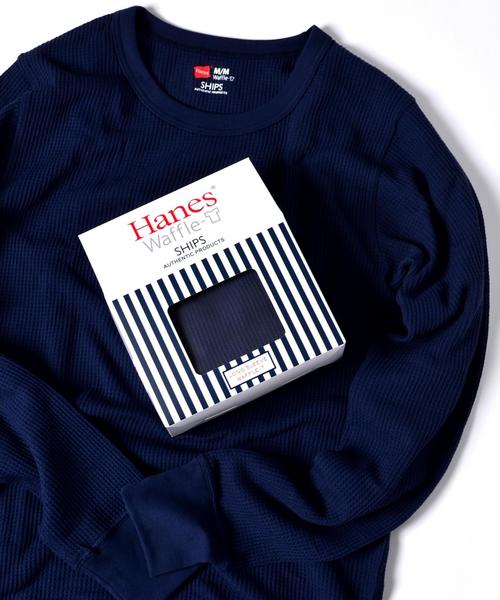 SHIPS（シップス）の「Hanes×SHIPS AUTHENTIC PRODUCTS: ワッフル ロングスリーブ Tシャツ■（Tシャツ/カットソー・メンズ・ホワイト/ネイビー/グレー・SMALL/MEDIUM/LARGE）」の3枚目の写真