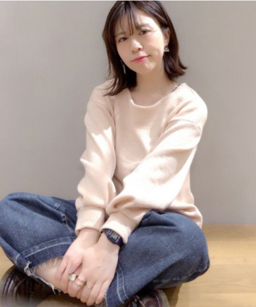 archives（アルシーヴ）の「リブニット2WAYトップス（Tシャツ/カットソー・レディース・オフホワイト/チャコールグレー/ピンク・MEDIUM）」の12枚目の写真