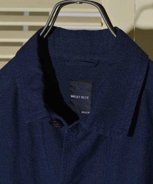 SHIPS JET BLUE（シップスジェットブルー）の「SHIPS JET  BLUE: リネンショップコート◇（ステンカラーコート・メンズ・ネイビー/オリーブ/ベージュ・LARGE/X-LARGE/MEDIUM/SMALL）」の4枚目の写真