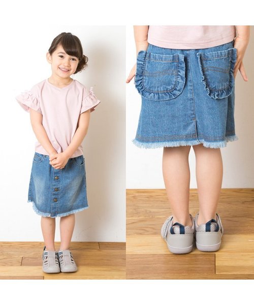 apres les cours（アプレレクール）の「LEE台形スカート（スカート・キッズ・ネイビー/ブルー・80/90/140/120/110/130/100）」の3枚目の写真