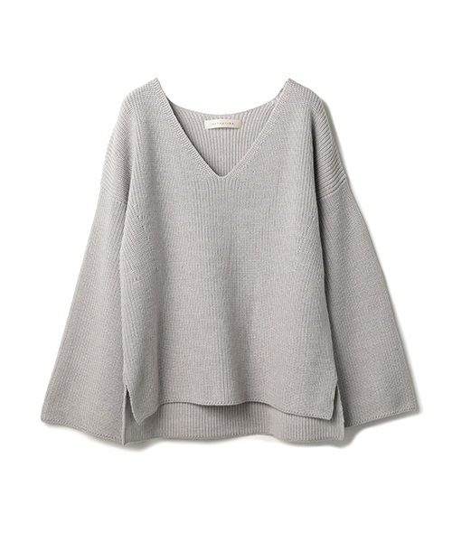 ESTNATION（エストネーション）の「ESTNATION 畔編みVネックニット（ニット/セーター・レディース・ホワイト/グレー/オレンジ・38）」の2枚目の写真