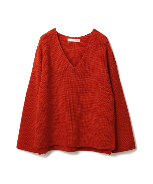 ESTNATION（エストネーション）の「ESTNATION 畔編みVネックニット（ニット/セーター・レディース・ホワイト/グレー/オレンジ・38）」の3枚目の写真