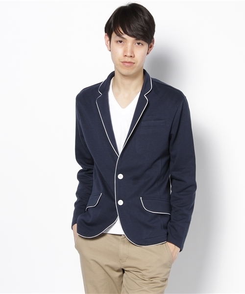 WEGO（ウィゴー）の「パイピングポンチテーラードジャケット（テーラードジャケット・メンズ・ブラック/杢グレー/ネイビー/キャメル・MEDIUM/LARGE）」の3枚目の写真