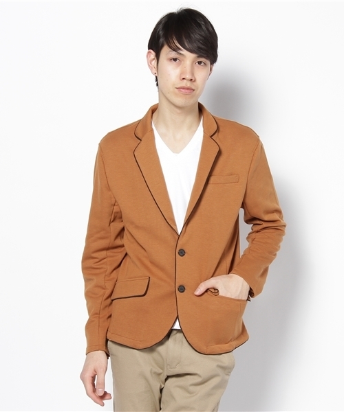 WEGO（ウィゴー）の「パイピングポンチテーラードジャケット（テーラードジャケット・メンズ・ブラック/杢グレー/ネイビー/キャメル・MEDIUM/LARGE）」の4枚目の写真