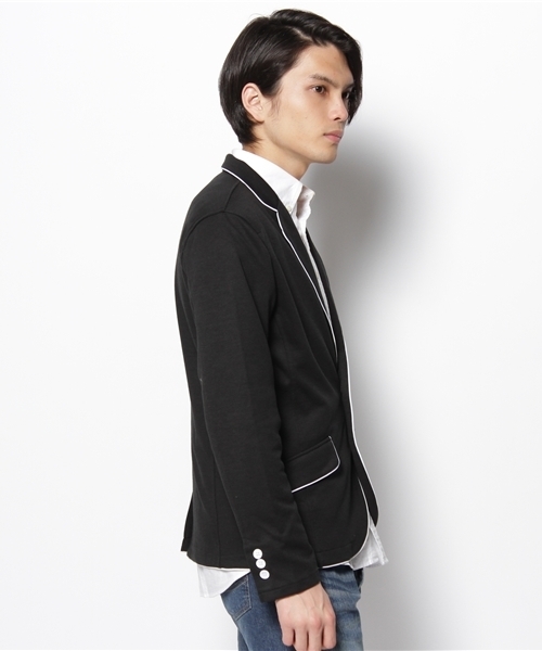 WEGO（ウィゴー）の「パイピングポンチテーラードジャケット（テーラードジャケット・メンズ・ブラック/杢グレー/ネイビー/キャメル・MEDIUM/LARGE）」の5枚目の写真