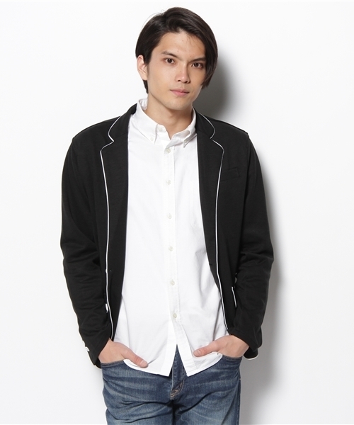 WEGO（ウィゴー）の「パイピングポンチテーラードジャケット（テーラードジャケット・メンズ・ブラック/杢グレー/ネイビー/キャメル・MEDIUM/LARGE）」の7枚目の写真