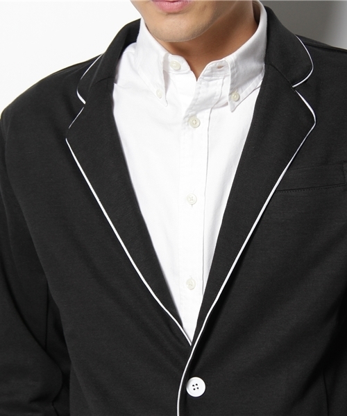 WEGO（ウィゴー）の「パイピングポンチテーラードジャケット（テーラードジャケット・メンズ・ブラック/杢グレー/ネイビー/キャメル・MEDIUM/LARGE）」の8枚目の写真