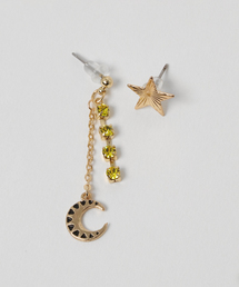 【チャイハネ】バースデーカラー月星アシンメトリーピアス
