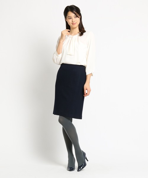Sunauna(スーナウーナ)の「【洗える】ジョーゼットボウタイブラウス(シャツ/ブラウス・レディース・オフホワイト/ブラック/ライトパープル・34/38/40)」の10枚目の写真
