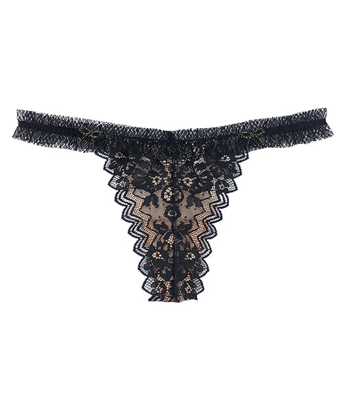 ANNEBRA(アンブラ)の「「ANNEBRA/アンブラ」 Glamour 総レースGストリングショーツ(ショーツ)」|ブラック