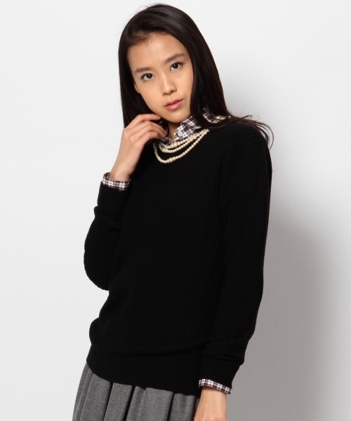 UNITED ARROWS(ユナイテッドアローズ)の「UAW W リブ クルーネック ニット†◇(ニット/セーター・レディース・ライトグレー/オリーブ/ロイヤルブルー/ブラック・フリー)」の1枚目の写真