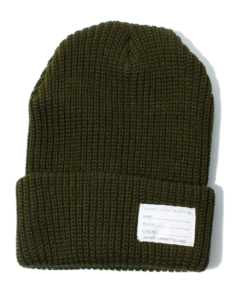 green label relaxing(グリーンレーベルリラクシング)の「GLR AC ビーニー ◆(ニットキャップ/ビーニー・メンズ・ブラック/ダークグレー/ワインレッド/オリーブ/ロイヤルブルー/ネイビー/ケリー/ホワイト/グレー・フリー)」の6枚目の写真