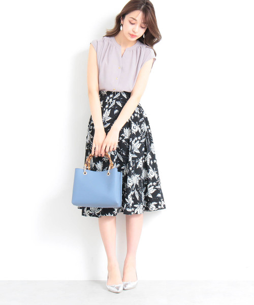 N.（N. Natural Beauty Basic）（エヌエヌナチュラルビューティーベーシック）の「◆フラワーフレアミモレスカート（スカート・レディース・ブラック系その他/グリーン系その他・MEDIUM）」の10枚目の写真