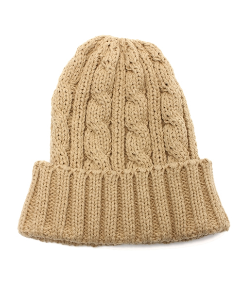 DOARAT（ドゥアラット）の「CABLE × RIB DOUBLE WATTI（ニットキャップ/ビーニー・メンズ・ブラック/ベージュ/ネイビー・FREE）」の2枚目の写真
