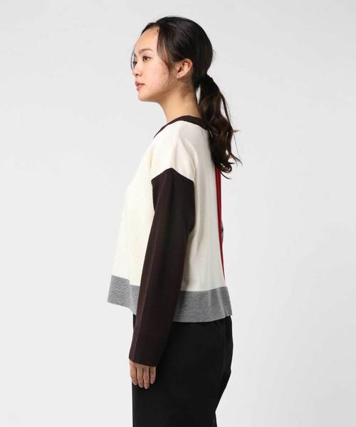 WRAPINKNOT(ラッピンノット)の「【WRAPINKNOT】別注WKインターシャニットトップ(ニット/セーター・レディース・レッド/グリーン/オレンジ・0)」の5枚目の写真