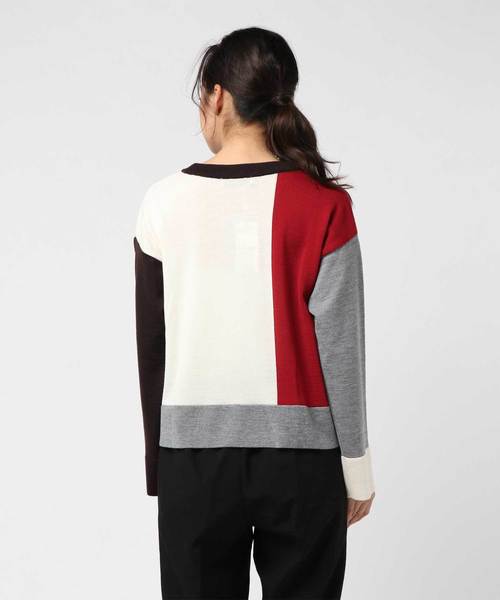 WRAPINKNOT(ラッピンノット)の「【WRAPINKNOT】別注WKインターシャニットトップ(ニット/セーター・レディース・レッド/グリーン/オレンジ・0)」の4枚目の写真