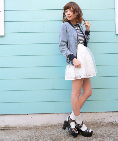 Heather（ヘザー）の「オーガンジーレイヤースカート　541603（スカート・レディース・アイボリー/ネイビー/ライトピンク・FREE）」の2枚目の写真