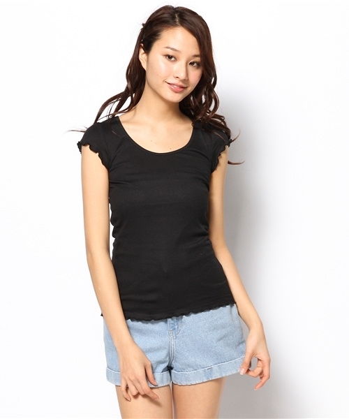 mystic（ミスティック）の「テレコフレンチ（Tシャツ/カットソー・レディース・ライトグレー/ブラック/オフホワイト/ベージュ/グレー・ﾌﾘ-）」の2枚目の写真