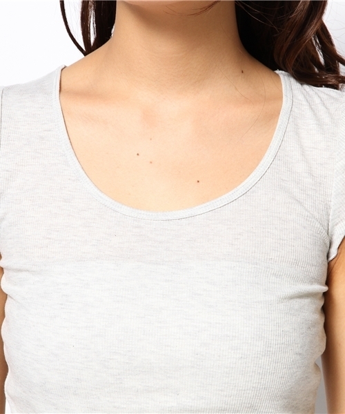 mystic（ミスティック）の「テレコフレンチ（Tシャツ/カットソー・レディース・ライトグレー/ブラック/オフホワイト/ベージュ/グレー・ﾌﾘ-）」の9枚目の写真