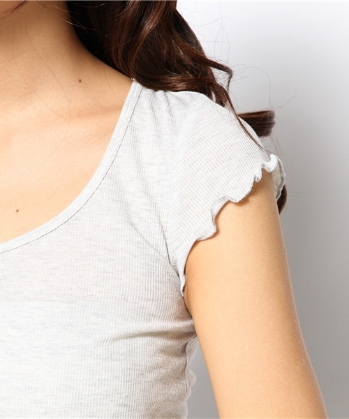 mystic（ミスティック）の「テレコフレンチ（Tシャツ/カットソー・レディース・ライトグレー/ブラック/オフホワイト/ベージュ/グレー・ﾌﾘ-）」の10枚目の写真