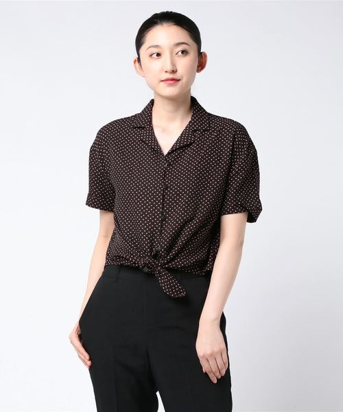 Retrogirl レトロガール の 裾結び柄開襟シャツ シャツ ブラウス Wear