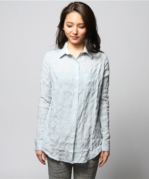 goa(ゴア)の「ドビーストライプカシュクールシャツ(シャツ/ブラウス・レディース・オフホワイト/ブルー/ネイビー・FREE)」の7枚目の写真