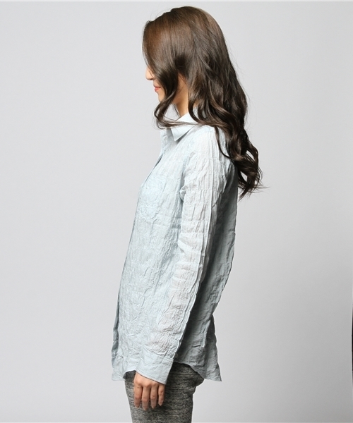 goa(ゴア)の「ドビーストライプカシュクールシャツ(シャツ/ブラウス・レディース・オフホワイト/ブルー/ネイビー・FREE)」の8枚目の写真