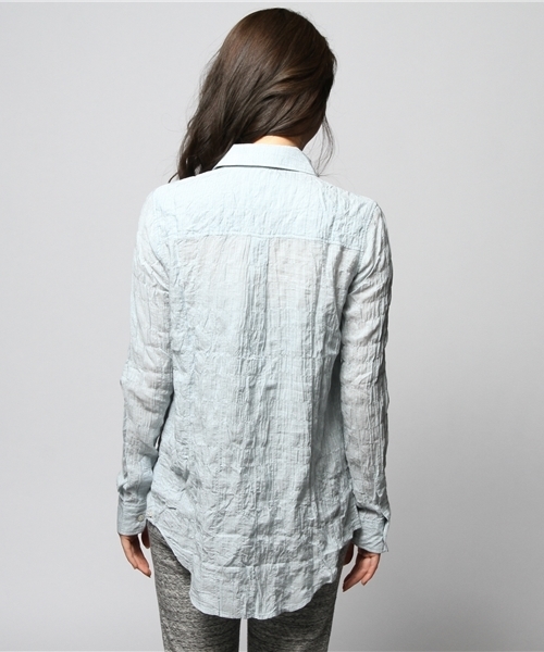 goa(ゴア)の「ドビーストライプカシュクールシャツ(シャツ/ブラウス・レディース・オフホワイト/ブルー/ネイビー・FREE)」の9枚目の写真