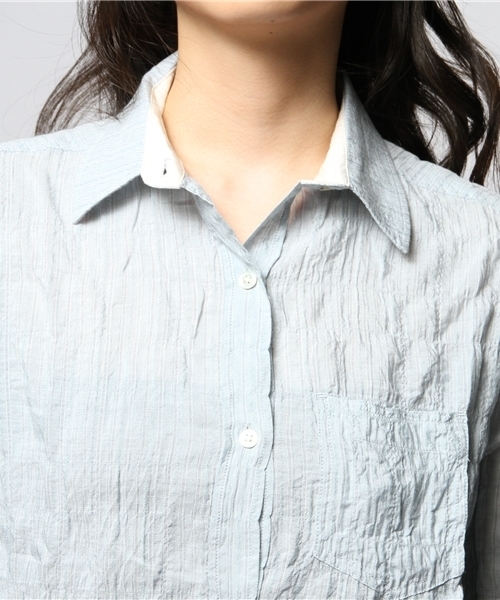 goa(ゴア)の「ドビーストライプカシュクールシャツ(シャツ/ブラウス・レディース・オフホワイト/ブルー/ネイビー・FREE)」の12枚目の写真