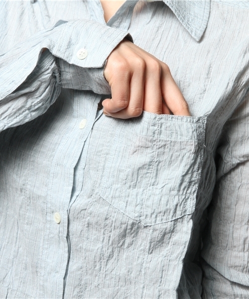 goa(ゴア)の「ドビーストライプカシュクールシャツ(シャツ/ブラウス・レディース・オフホワイト/ブルー/ネイビー・FREE)」の14枚目の写真