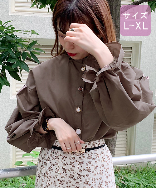 apres jour（アプレジュール）の「【大きいサイズ】フリル襟イロイロボタンブラウス【ZOZOTOWN限定アイテム】（シャツ/ブラウス・レディース・ブラック/オフホワイト/モカ/ラベンダー・X-LARGE）」の11枚目の写真