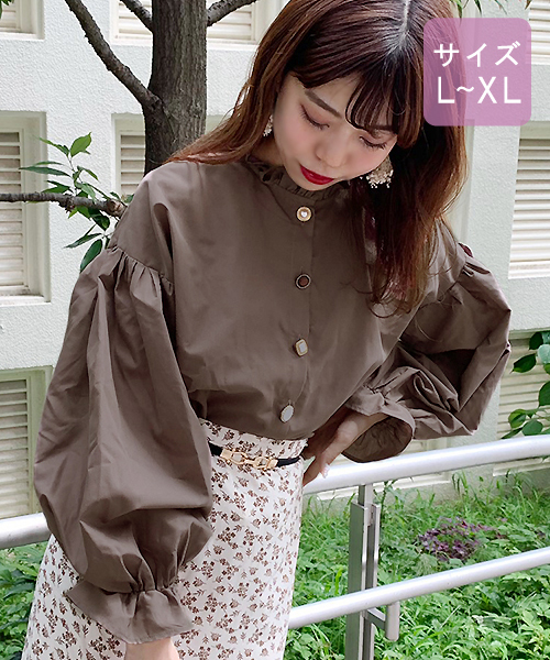 apres jour（アプレジュール）の「【大きいサイズ】フリル襟イロイロボタンブラウス【ZOZOTOWN限定アイテム】（シャツ/ブラウス・レディース・ブラック/オフホワイト/モカ/ラベンダー・X-LARGE）」の8枚目の写真