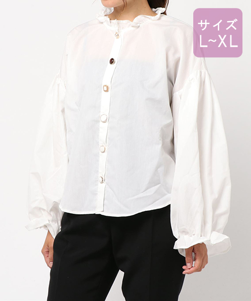 apres jour（アプレジュール）の「【大きいサイズ】フリル襟イロイロボタンブラウス【ZOZOTOWN限定アイテム】（シャツ/ブラウス・レディース・ブラック/オフホワイト/モカ/ラベンダー・X-LARGE）」の14枚目の写真