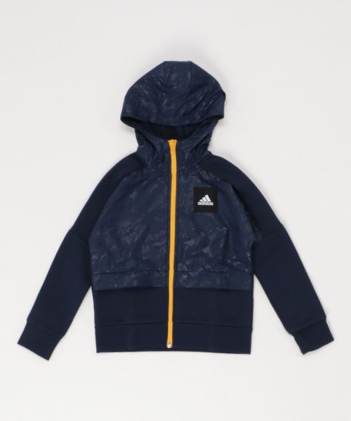 adidas（アディダス）の「アディダス adidas BIDハイブリッドSWフルジップフーディー（パーカー・キッズ・ネイビー/ブラック・120cm/130cm/140cm/150cm/160cm）」の2枚目の写真